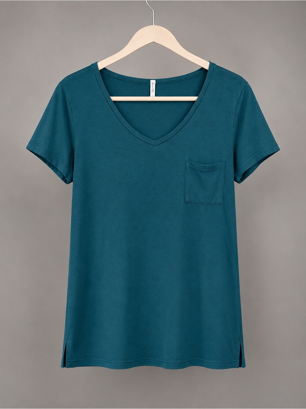 Active USA Teal V-Neck Short Sleeve Pocket Tee